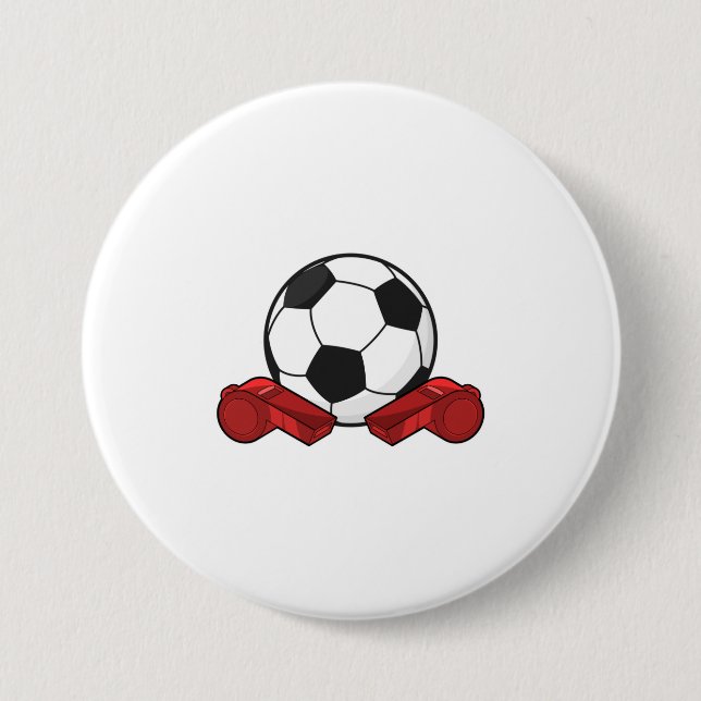Referee whistle & Soccer ball 7.5 Cm Round Badge (Front)