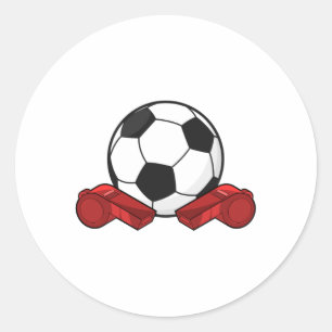 Referee whistle & Soccer ball Classic Round Sticker