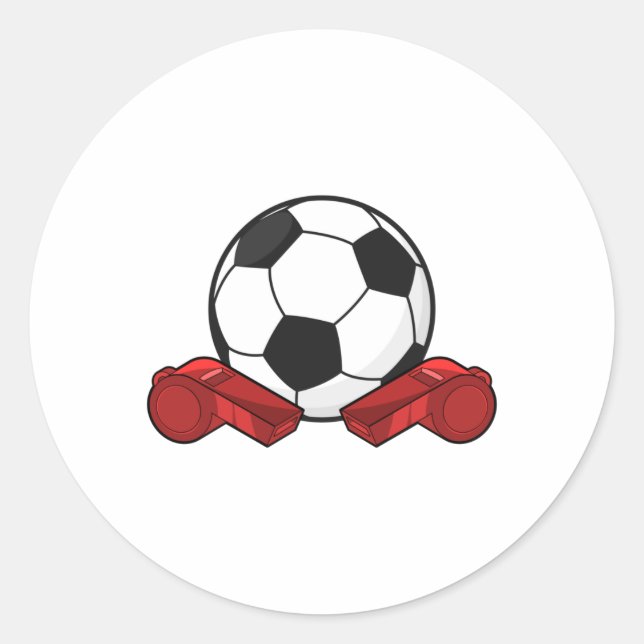 Referee whistle & Soccer ball Classic Round Sticker (Front)