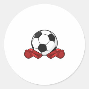 Referee whistle & Soccer ball Classic Round Sticker
