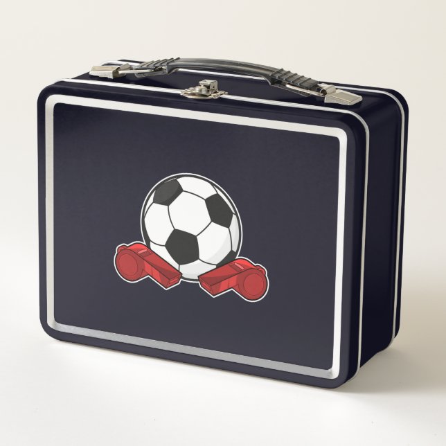 Referee whistle & Soccer ball Metal Lunch Box (Front)