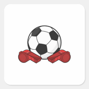 Referee whistle & Soccer ball Square Sticker