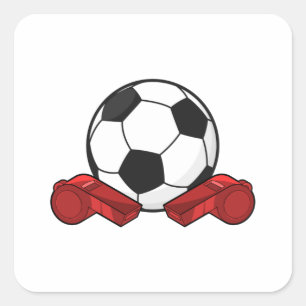 Referee whistle & Soccer ball Square Sticker