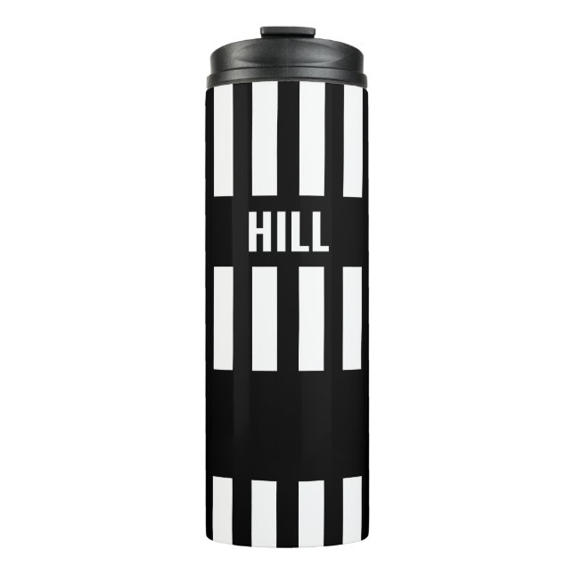 Referee Zebra Stripe Black & White Thermal Tumbler (Front)