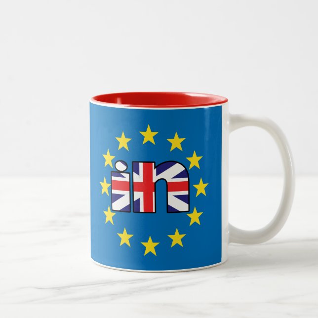 Referendum StrongerIn UK flag 'In' on EU stars mug (Right)