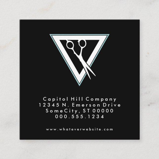 referral barber scissors triangle square card (Front)