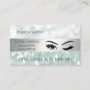 Referral card chic bokeh eyelashes & eyebrows wink