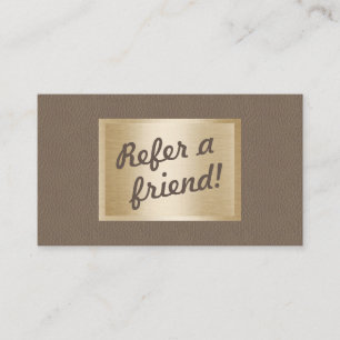 Referral Card   Classy Brown Leather & Gold Label