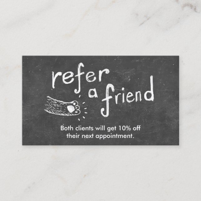 Referral Card | Cute Chalkboard Animal Drawing (Front)