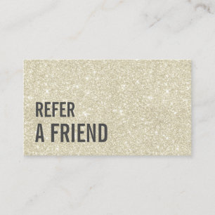 Referral Card Elegant Ivory Glitter Beauty Salon
