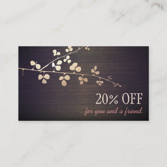 Referral Card, Elegant Zen Gold Branch Salon  (Front)
