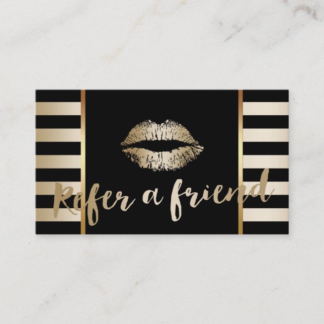 Referral Card | Gold Lips Makeup Artist Modern (Front)