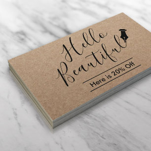 Referral Card   Hello Beautiful Salon Rustic Kraft