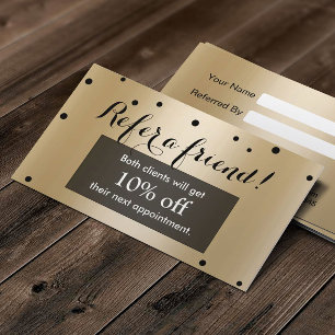 Referral Card   Modern Black & Gold Confetti Dots