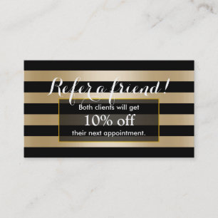 Referral Card   Modern Black & Gold Stripes