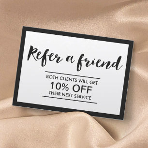 Referral Card Modern Black & White Simple Frame