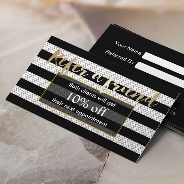 Referral Card | Modern Black & White Stripes (Creator Uploaded)