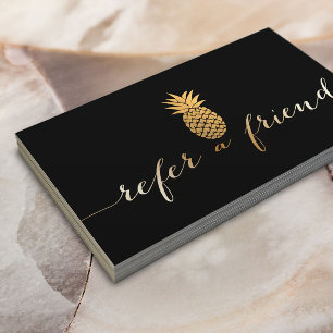Referral Card   Modern Gold Script & Pineapple