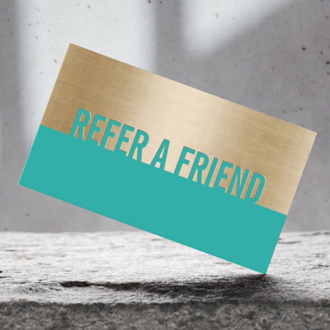 Referral Card | Modern Gold & Turquoise Classy (Creator Uploaded)