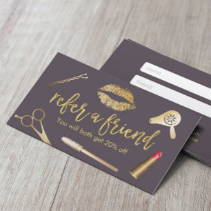 Referral Card   Modern Purple & Gold Beauty Salon