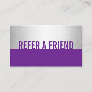 Referral Card   Modern Purple Silver Beauty Salon