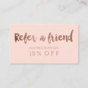 Referral card modern rose gold typography blush