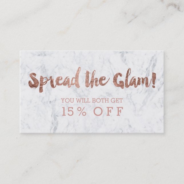 Referral card modern rose gold typography marble 2 (Front)