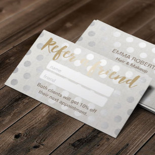 Referral Card   Modern Silver Dots Hair Salon