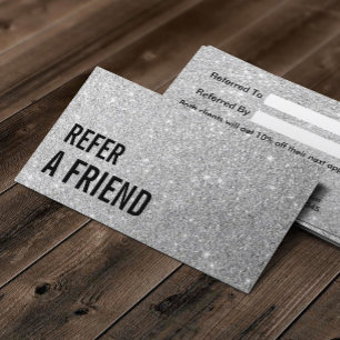 Referral Card   Modern Silver Glitter Beauty Salon
