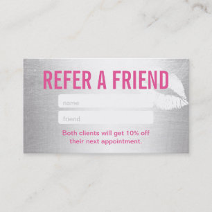 Referral Card   Modern Silver & Pink Makeup Artist