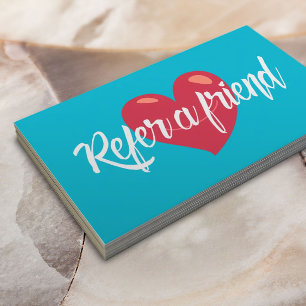 Referral Card Red Heart Modern Turquoise