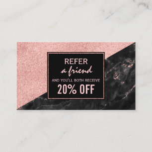 Referral Card Rose Gold Marble Beauty Salon Custom