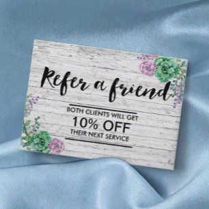 Referral Card   Vintage Floral Rustic Wood