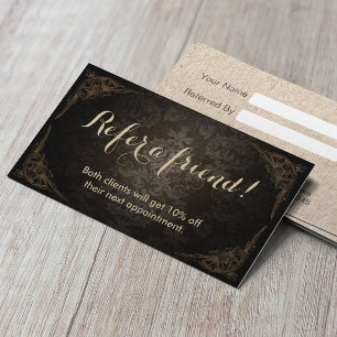 Referral Card   Vintage Framed Damask Beauty Salon