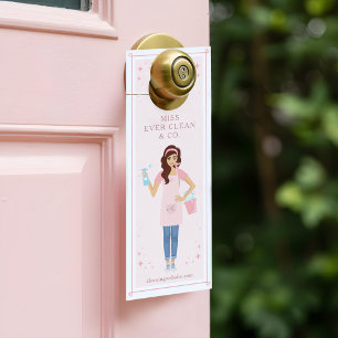 Referral Maid & House Cleaning Woman Door Hanger