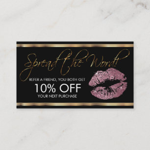 Referral - Pink Rose Glitter Lipstick Business Card