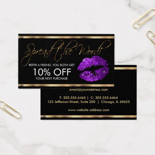 Referral - Purple Glitter Lipstick Business Business Card