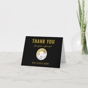 Referral Real Estate Agent Modern Logo  Thank You Card