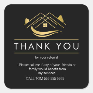 Referral Real Estate Thank You business Square Squ Square Sticker