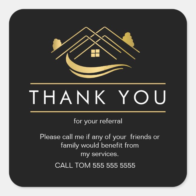 Referral Real Estate Thank You business Square Squ Square Sticker (Front)