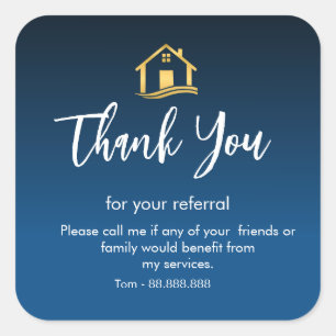 Referral Real Estate Thank You business Square Squ Square Sticker