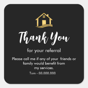 Referral Real Estate Thank You business Square Squ Square Sticker