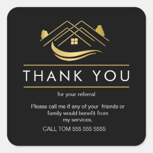 Referral Real Estate Thank You business Square Squ Sticker