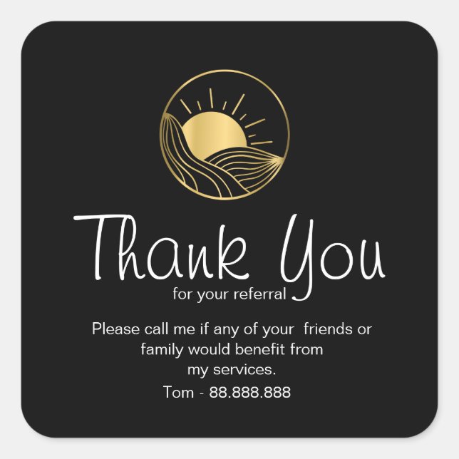 Referral Real Estate Thank You business Square Sti Square Sticker (Front)