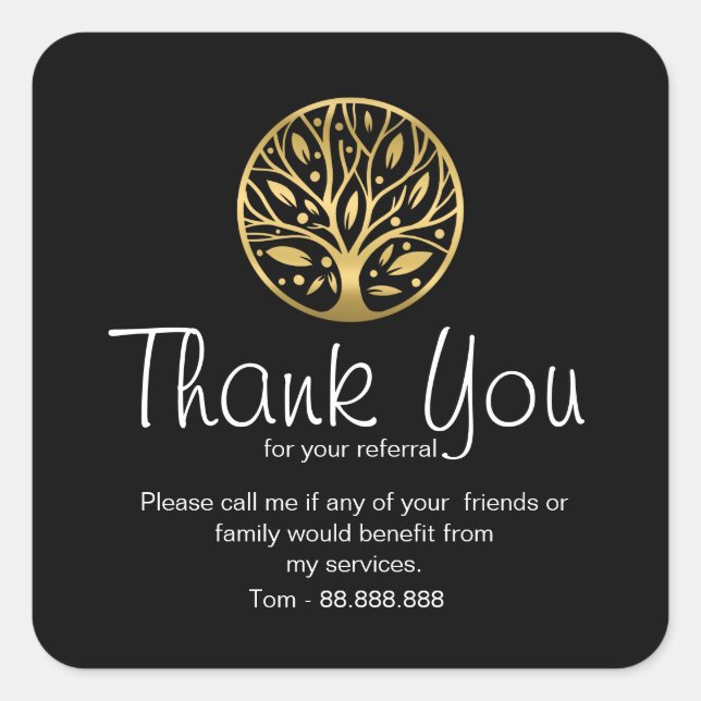 Referral Real Estate Thank You business Square Sti Sticker (Front)