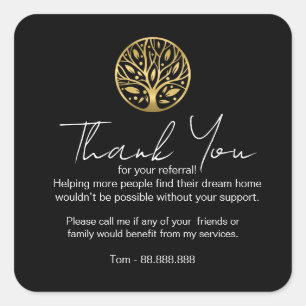 Referral Real Estate Thank You Business Sticker 