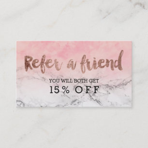 Referral rose gold typography watercolor marble card