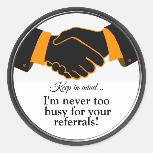 Referrals Shaking Hands Classic Round Sticker (Front)