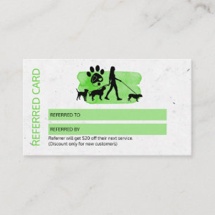 Referred Girl Dog walker / Pet Care Sitting Business Card