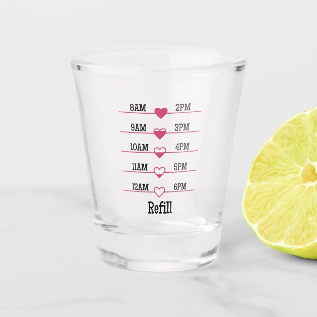 Refill Chart Shot Glass (Front)